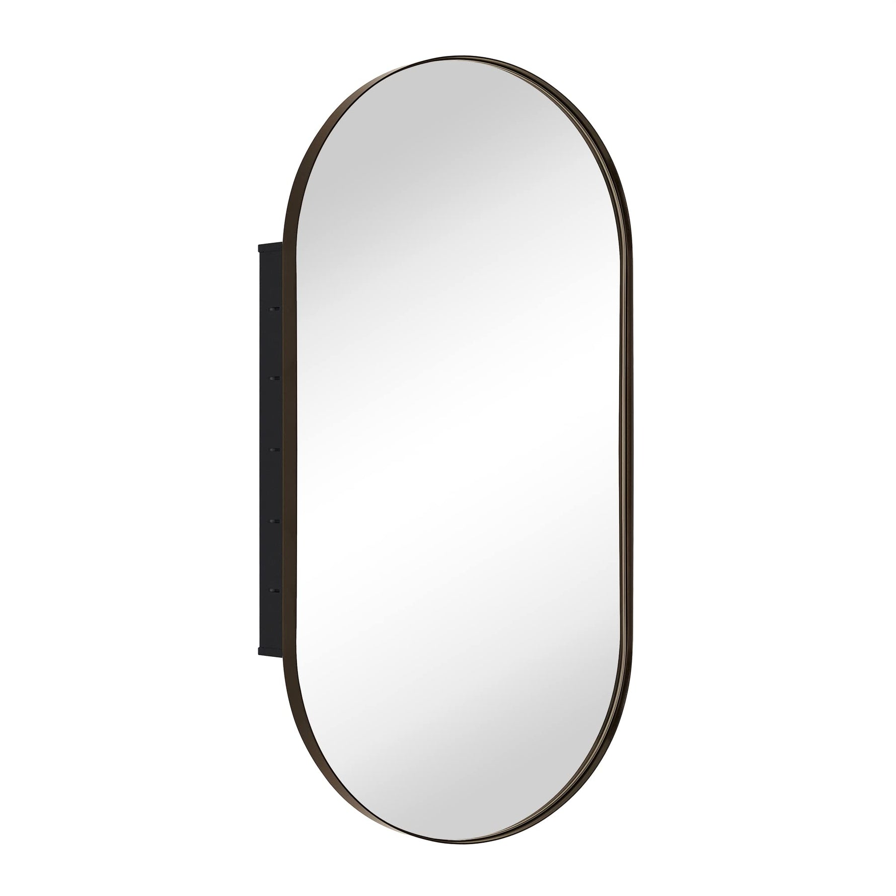 Oval Pill Shape Metal Framed Recessed Medicine Cabinet with Mirror