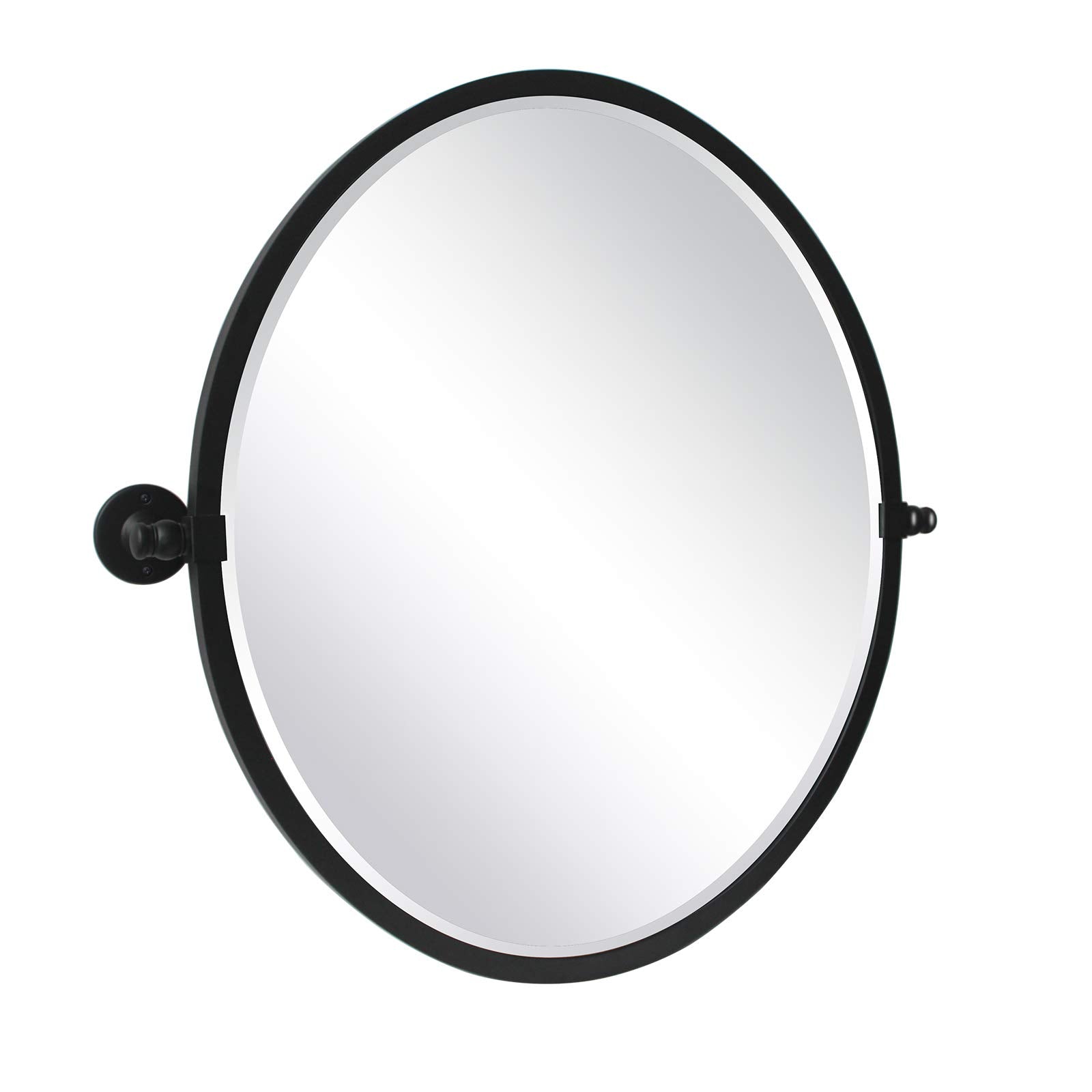 Oval Metal Framed Pivoting Tilting Wall Mounted Bathroom Vanity Mirror