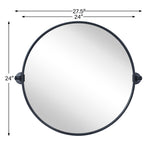Round Stainless Steel Framed Pivoting Wall Mounted Bathroom Vanity Mirror