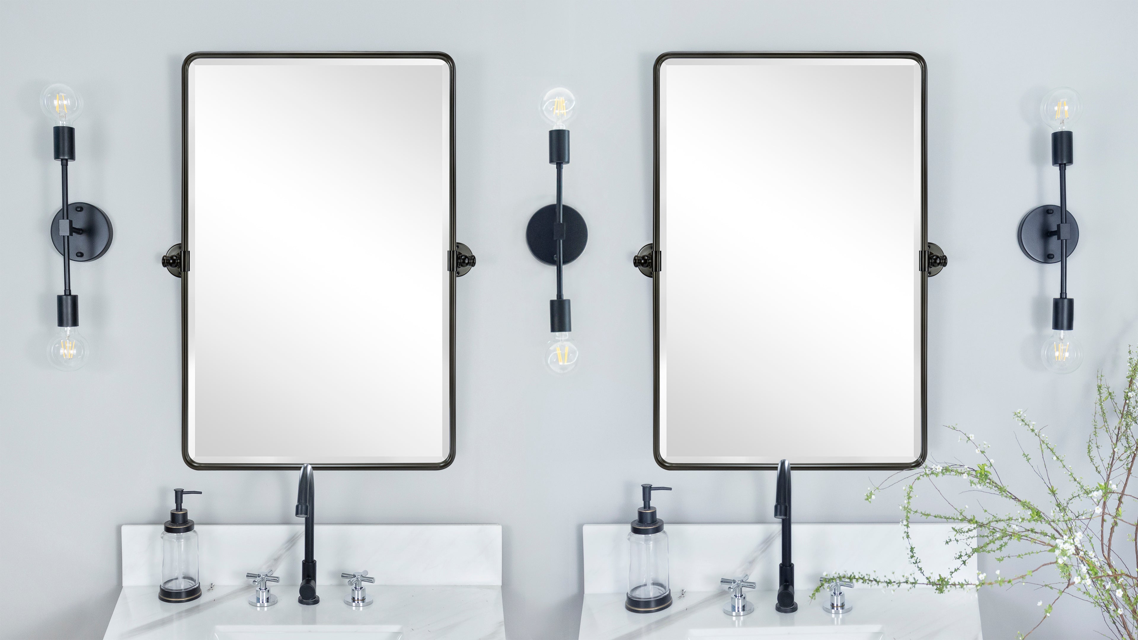 Rectangular Metal Framed Wall Mounted Bathroom Vanity Mirror