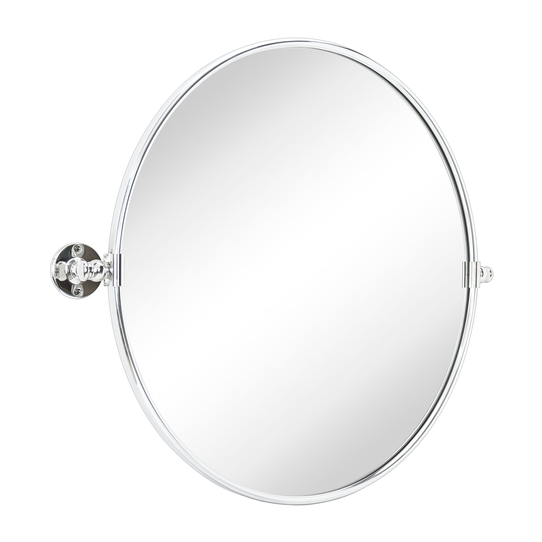 Round Stainless Steel Framed Pivoting Wall Mounted Bathroom Vanity Mirror