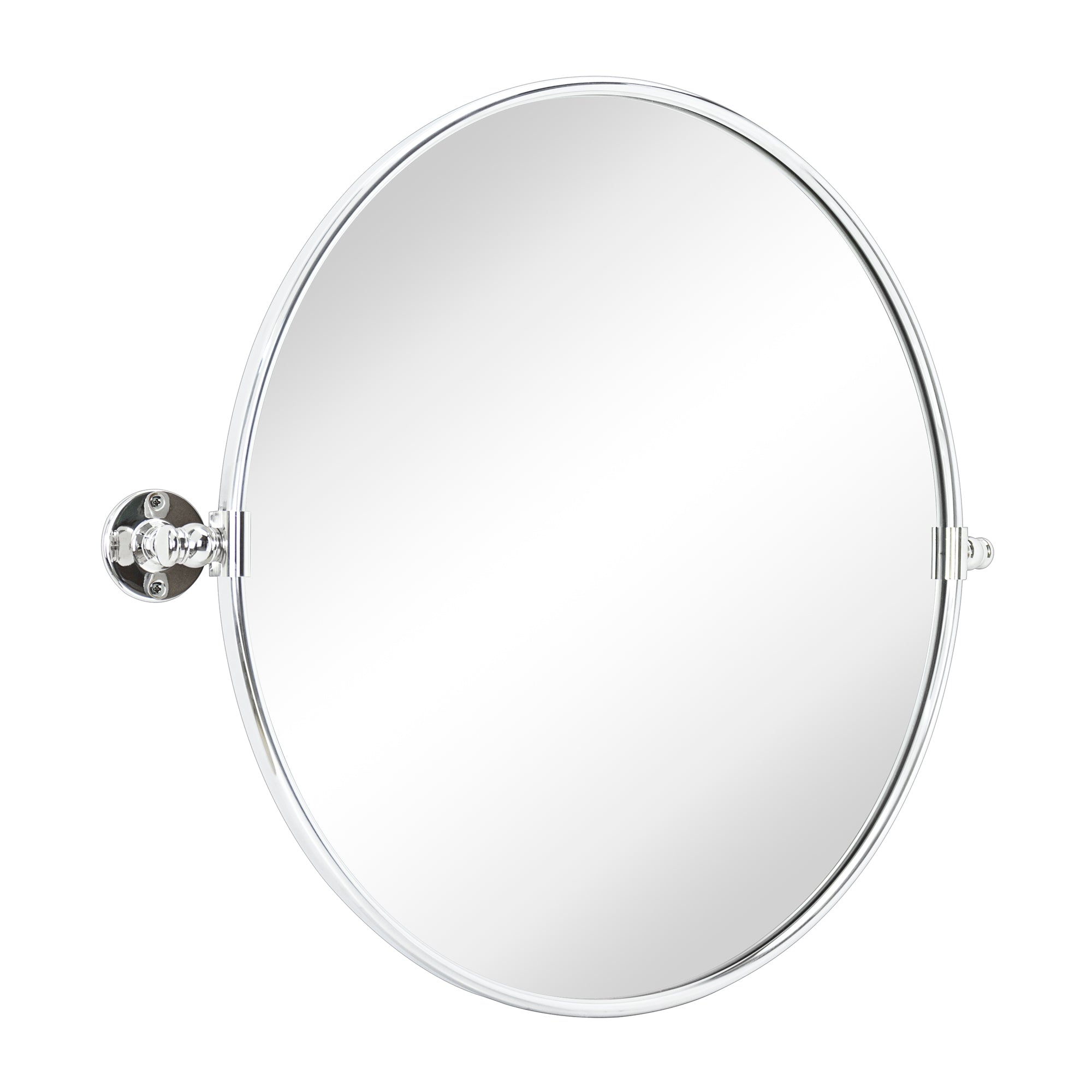 Round Stainless Steel Framed Pivoting Wall Mounted Bathroom Vanity Mirror